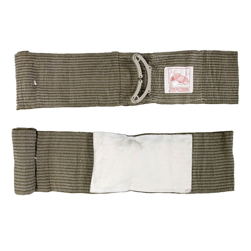 Two views of the Aero Healthcare RAPIDSTOP Bleed Control Kit EMS Pro: top shows the branded outer side with a curved plastic piece; bottom reveals inner white padding—ideal for storing hemorrhage control essentials.