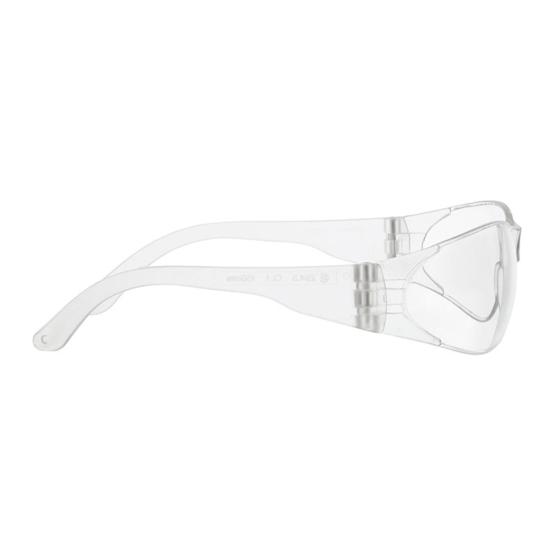 MCR Safety Checklite Scratch Resistant Safety Glasses CL11_ (12/box) feature clear side shields, a wraparound design, and are made of scratch-resistant clear plastic for reliable ANSI Z87+ eye protection.
