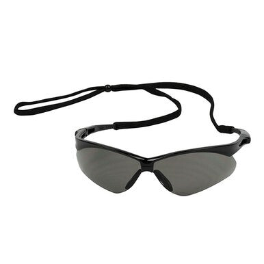 The PIP Bouton Anser Gray Safety Glasses, available in a 12-box set, feature gray wraparound lenses with an adjustable black neck strap and provide ultimate UVB light absorption for eye safety. They are perfect as safety glasses, offering reliable impact protection for your active lifestyle.