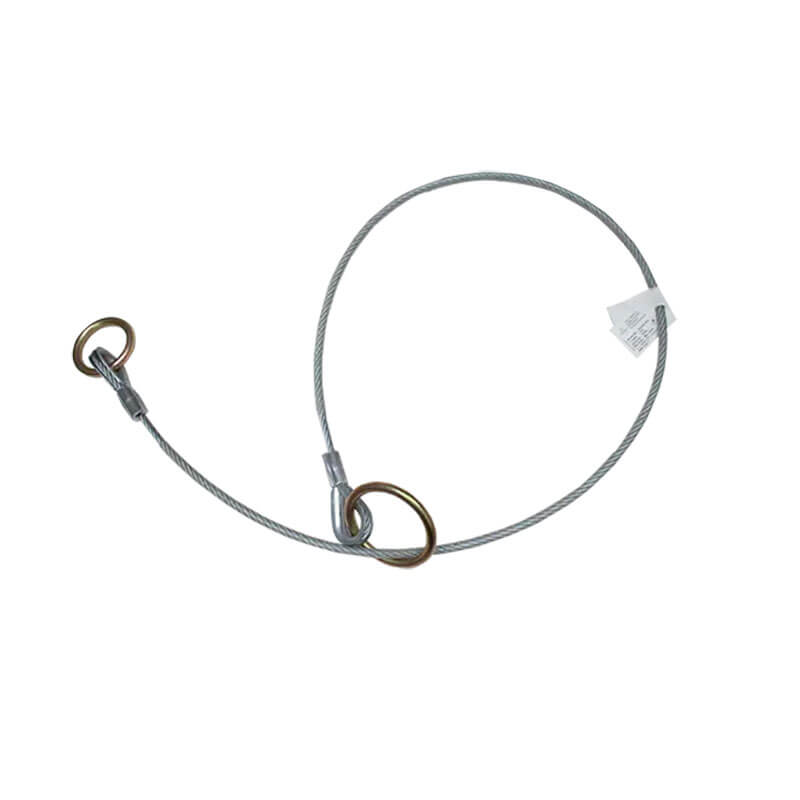The French Creek Production Cable Tie-Off Adaptor 16__VC-516 is a steel cable with two metal rings at each end, forming a loop. A white tag is attached near one end, and the adaptor is shown on a plain white background.