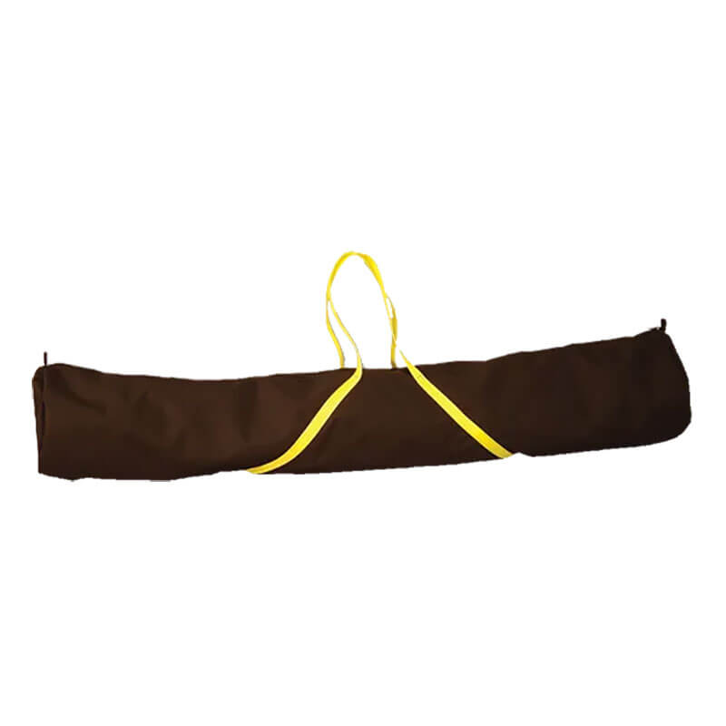 A sleek carrying bag, the French Creek 9' Tripod Carrying Bag 206-9 by French Creek Production, features a long black design with yellow handles. It is specifically crafted for yoga mats or similar items and lies flat on a white background, resembling a stylish case typically seen alongside French Creek tripod gear.