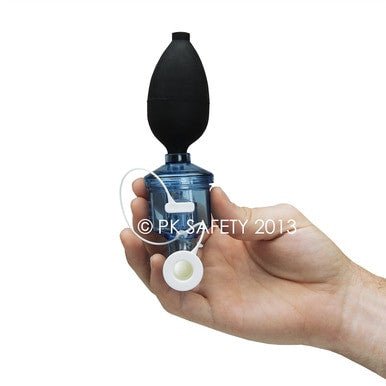 A hand holds the Allegro Bitrex Respirator Fit Test Kit 2041 bulb and mask, used to check N95 respirator seals. Image features a "© PK SAFETY 2013" watermark. Brand: Allegro.