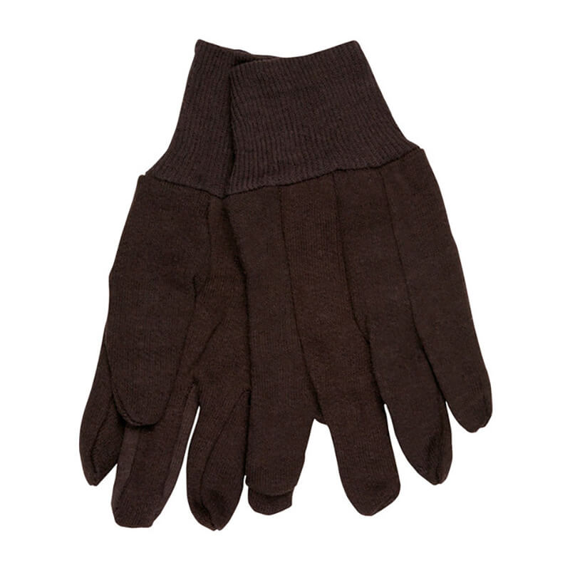 A pair of MCR Safety Brown Fleece Work Gloves 7100P rests on a white background. These gloves are designed for warmth and comfort, featuring a soft texture and classic style ideal for any occasion.