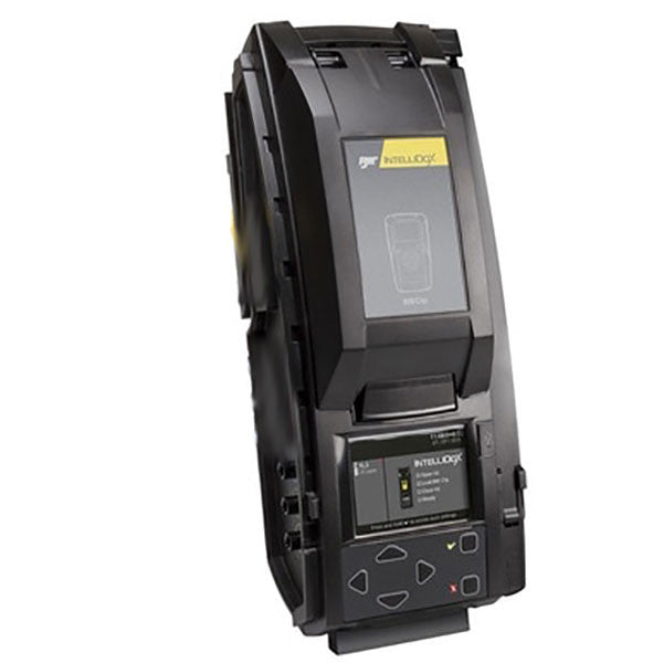 A black electrical device, likely a part of an interlock system or circuit breaker, equipped with a display screen and control buttons. The BW IntelliDoX Docking Station DX-CLIP by PK Safety Supply features the text "Intelli-Arc" on its label, suggesting its advanced design.