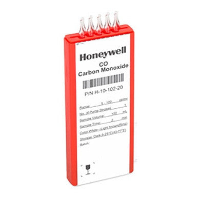 A rectangular carbon monoxide sensor from PK Safety Supply, featuring a red casing and a label with technical specifications. The top of the sensor is equipped with multiple pins for connectivity, enabling seamless integration with Honeywell Carbon Monoxide 5 - 100 ppmv Tubes H-10-102-20 (10/Box) to enhance gas detection capabilities.