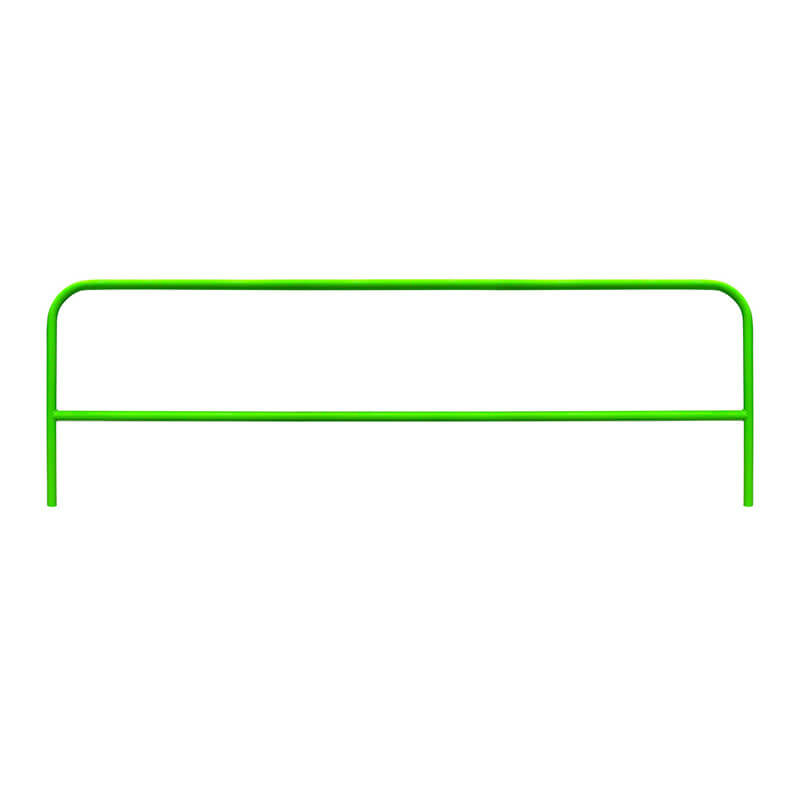 The Frontline Guardrail System for Concrete/Steel Substrates by Frontline Fall Protection features a simple, bright green design with a single horizontal bar and rounded top corners, shown isolated on a white background.