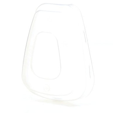 A transparent, triangular plastic clip with rounded edges against a white background, reminiscent of the precision found in the 3M 501 Filter Retainer.