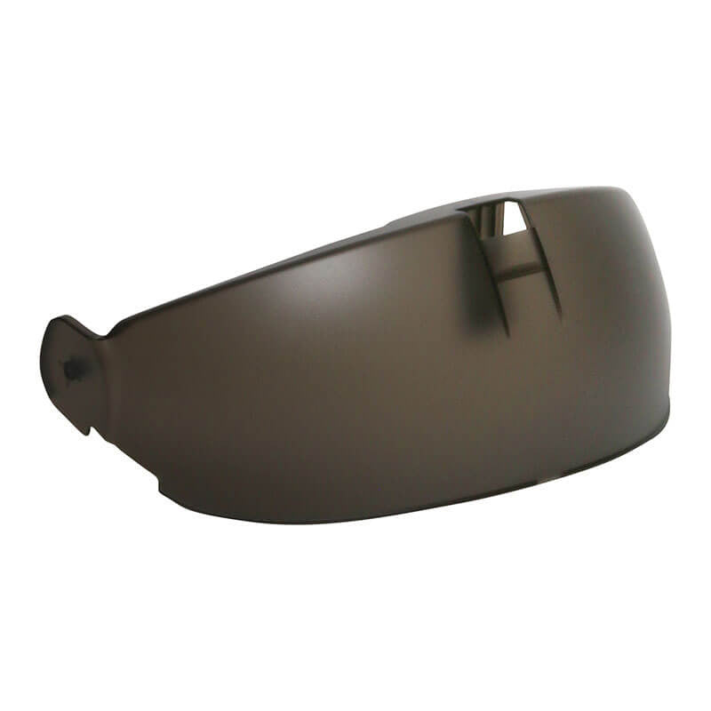 Introducing the PIP Traverse Eyewear Protector 251-HP1491P: a dark-tinted visor for motorcycle helmets, featuring a smooth, curved surface and a quick connect system on each side. Designed to reduce glare and improve visibility, this safety eyewear ensures you ride with confidence and clarity.