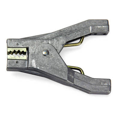 The Stewart R. Browne Aircraft Grounding Clamp ALS10A features a heavy-duty aluminum body, jagged gripping teeth, and a spring mechanism for secure connections—ideal as grounding pliers for safety-critical applications.