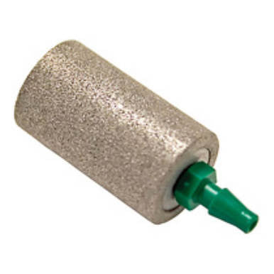 Close-up of the BW Honeywell Metallic Sintered Particulate Filter GA-MFILTER, featuring a cylindrical design and textured surface with a green plastic connector on one end. It is ideal for smoothing and shaping surfaces, making it an excellent alternative to a replacement metal airstone.