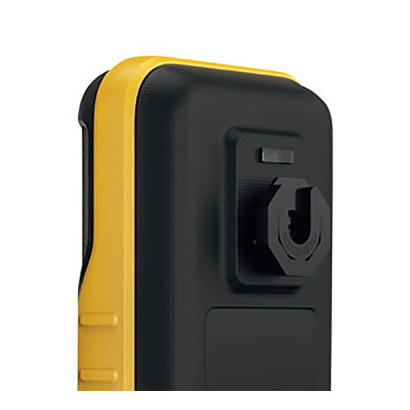 Close-up of a BW Technologies by Honeywell BW Flex 4 %LEL, O2, H2S, CO gas monitor with rounded edges and a rugged build, highlighting its durable design for tough environments and showing the textured black rear connector.