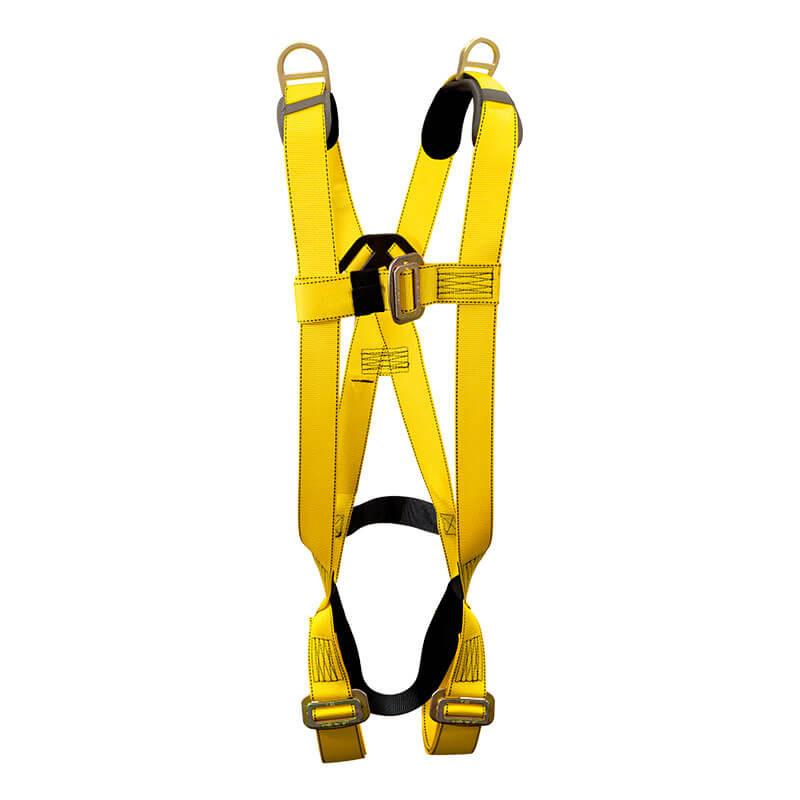 The French Creek 601 Series Harness from French Creek Production features shoulder D-rings, pass-thru buckles, and meets OSHA fall protection standards. With adjustable straps, black padding, and multiple attachment points, it's perfect for construction or climbing activities.
