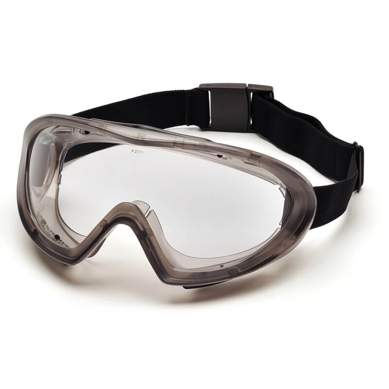 Pyramex Capstone Anti-Fog Safety Goggles GG504T by Pyramex Safety offer reliable impact protection against dust and debris, featuring a black adjustable strap; available in a pack of 12 pairs.