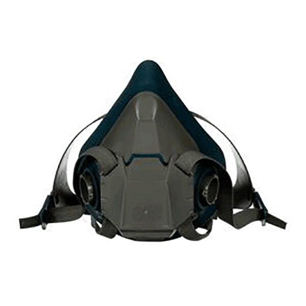 The 3M Half Facepiece Reusable Respirator 6500 Series, available in gray and black, features adjustable straps and dual cartridges. It is expertly designed by 3M for superior respiratory protection against airborne particles and gases.