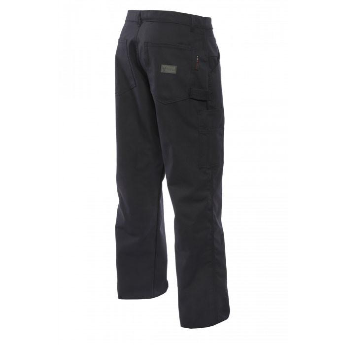 The NSA DRIFIRE FR Dungarees Navy are showcased from the back at an angle, ideal for workwear. These dungarees feature multiple pockets and straight legs, providing both utility and protection.