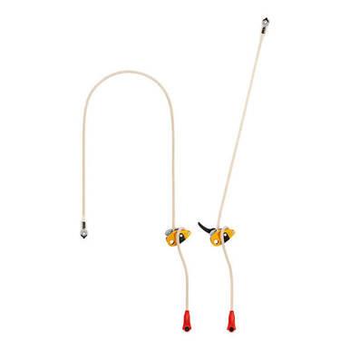 Two Petzl GRILLON PLUS Work Positioning Lanyards in beige, featuring orange mechanisms, gray carabiners, and red ends, are designed for fall protection in climbing or construction. They incorporate aramid fiber for enhanced durability.