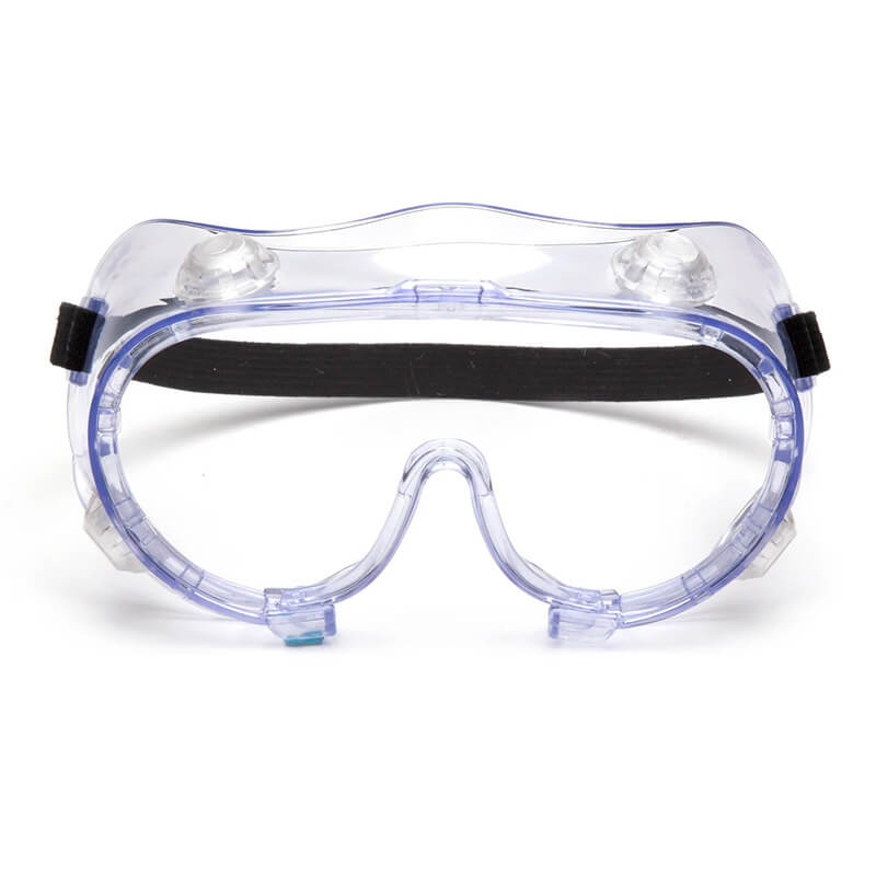 The Pyramex Safety G205 Series Chemical Splash Goggles (12/box) feature a transparent anti-fog lens, black adjustable strap, and vented sides for airflow.