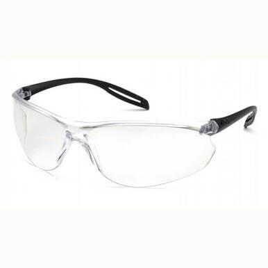 Pyramex Safety Neshoba H2Max Anti-Fog Safety Glasses S97_0STM feature clear, UV-protective transparent lenses and black arms, providing reliable eye protection; available in a box of 12.