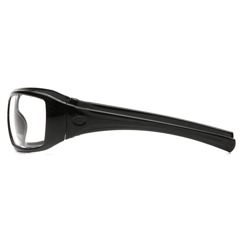 A sleek, black handheld magnifying tool with a streamlined handle and rectangular lens offers an elegant yet utilitarian design that pairs effortlessly with professional attire, all while ensuring enhanced eye protection through superior magnification.