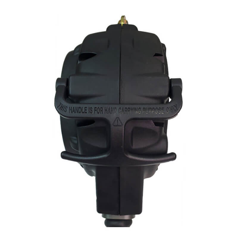 The Frontline Leading Edge SRL Snap Hook with carry-on handle & tag by Frontline Fall Protection is shown front-facing, featuring a black plastic curved handle embossed with “THIS HANDLE IS FOR HAND CARRYING PURPOSE ONLY.”.