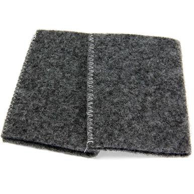 A gray wool blanket, folded and featuring visible stitching along the edges reminiscent of the texture found in a PK Safety Supply Allegro Ambient Air Pump Inlet Filter Element 9700-01, lies flat on a white background.