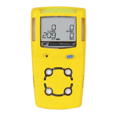 The PK Safety Confined Space Rescue Kit features a yellow handheld 4-gas monitor with a digital display and four sensor openings, making it ideal for OSHA compliance in confined space rescue situations.