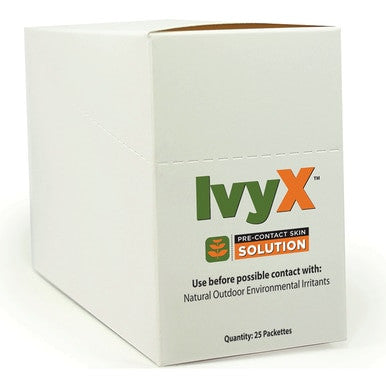 The Coretex IvyX Pre-Contact Clam Shell Dispenser, case of 200, provides poison ivy protection and serves as a skin barrier against outdoor irritants.