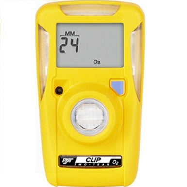 The BW Clip 2 Year SO2 5-10 Single Gas Detector BWC2-S in yellow, from PK Safety Supply, features a digital screen that reliably displays sulfur dioxide (SO2) levels. Compact and equipped with user-friendly buttons, the device ensures safety and accurate monitoring.