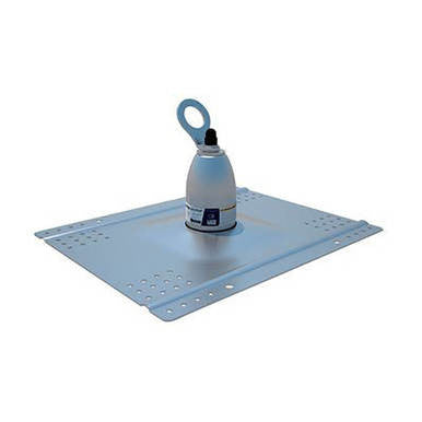 The 3M DBI-SALA Roof Top Anchor - For Metal, Concrete, Wood Roofs 2100133 by 3M Fall Protection comes with a rectangular base equipped with multiple holes to ensure secure installation and includes a central eyelet for connecting safety equipment. It is perfect for construction sites and integrates seamlessly into a personal fall arrest system.