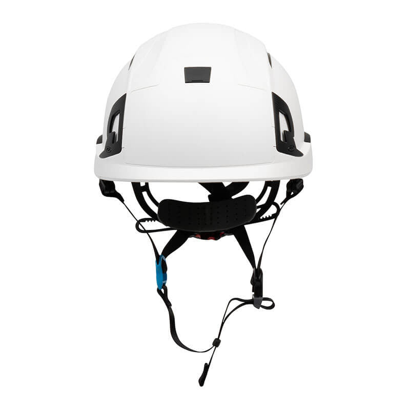 The PIP EVO ALTA Ascend Type II Non-Vented Helmet 280-EVOALT is a white safety helmet with black adjustable straps and padding, meeting ANSI/ISEA Z89.1-2014 standards—ideal for construction or industrial use.