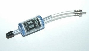 The RAE Systems Organic Vapor Zeroing Kit 002-3008-000 is a compact, transparent plastic charcoal filter with a blue "RAE" label and clear tubing at both ends, designed for VOC removal.