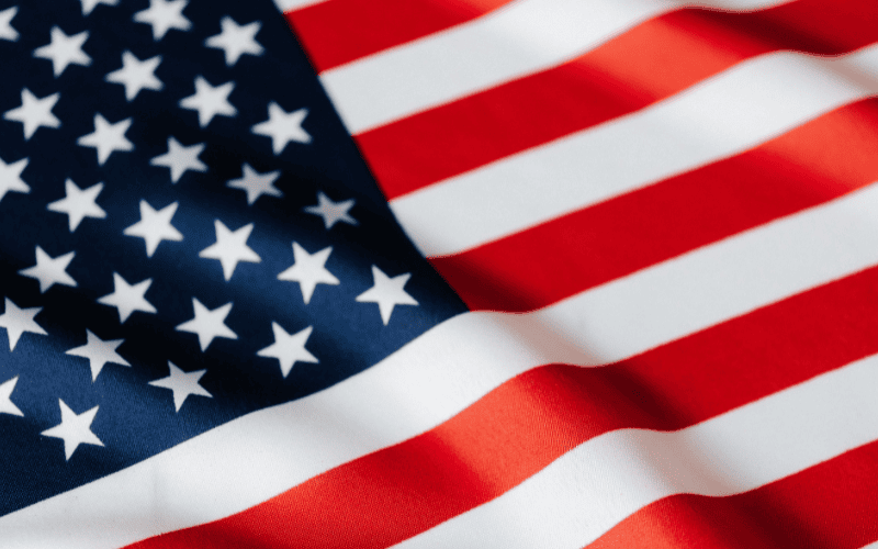 Waving United States flag.