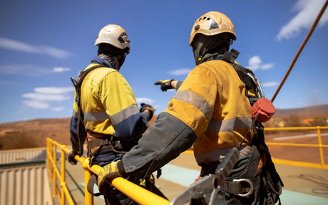 Workers working at height.