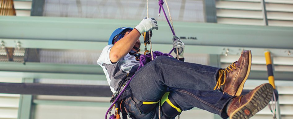 Worker suspended after a fall.