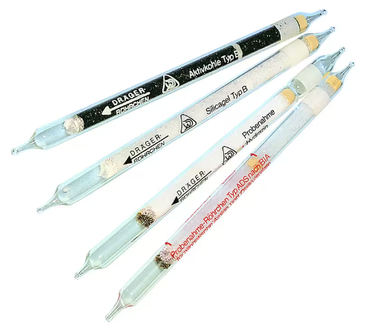 Four Draeger tubes on white background