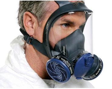 Man wearing Full-Face Respirator Mask from Moldex with white background