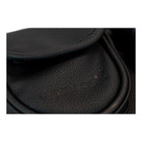 Close-up of black textured leather embossed with the WatchGas logo and three dots, designed for use in ATEX environments and ideal for remote distance sampling using the WatchGas Aluminum Telescopic Probe with Carrying Pouch.