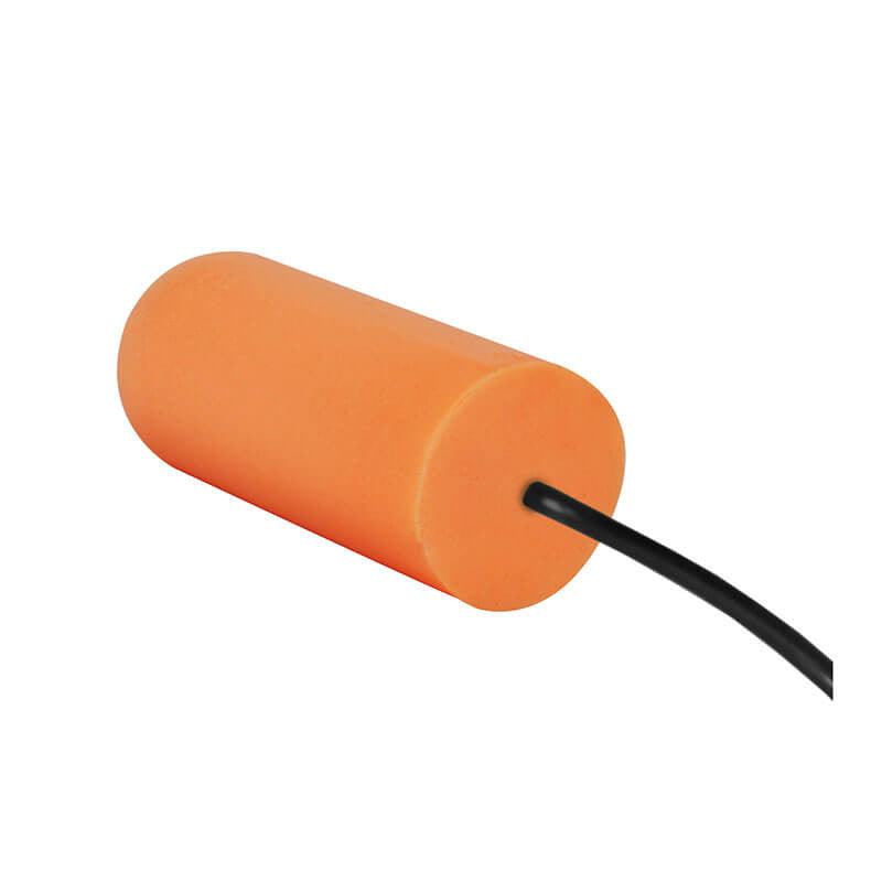 PIP Mega Bullet Plus Corded Ear Plugs 267-HPF810C, from Protective Industrial Products, with PowerSoft Foam Technology and a black cord extending from one end, showcased against a white background.