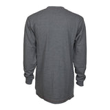 The MCR Safety FR Lightweight Long Sleeve T-Shirt Gray LST1G is shown from the back on a white background. This plain, crew-neck shirt meets NFPA 2112 flame resistance standards and features no visible logos or patterns.