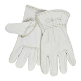 A set of 12 pairs of MCR Safety Memphis Grain Leather Drivers Road Hustler Gloves (model 3200) made from premium cowhide, featuring visible stitching, "MER SAFETY ROAD HUSTLER" on the back, and a keystone thumb design for comfort and flexibility.