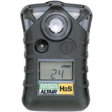 The MSA ALTAIR H2S Gas Detector by MSA is a compact black handheld device equipped with a digital screen displaying "24," as well as a sensor and two buttons on the front for efficient hydrogen sulfide gas detection.