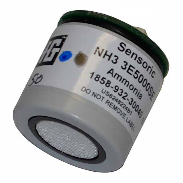 A cylindrical GfG NH3 Replacement Sensor (0 – 300 ppm, 1990735) with a mesh screen on one end and product details printed on the body, designed for workplace monitoring or as a replacement sensor for ammonia detection.