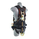 A gray mannequin displays the Frontline D-Ring 18" Extension Lanyard ACEL18S by Frontline Fall Protection, featuring metal buckles, snaphook, and dorsal d-ring for fall protection in construction or industrial settings.