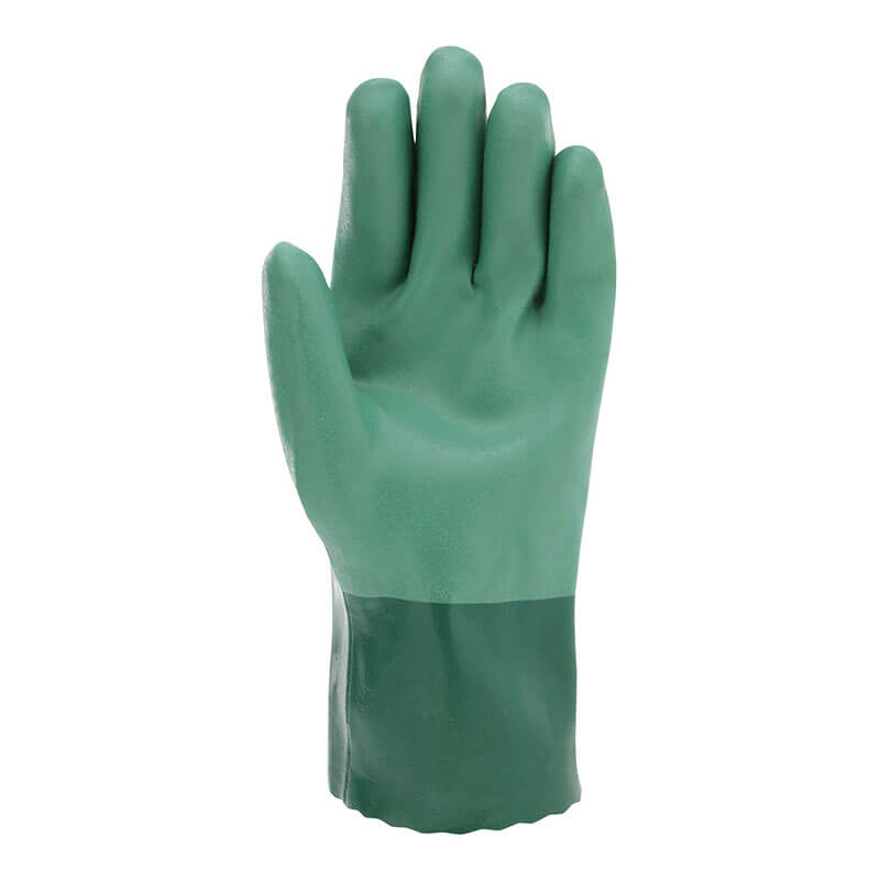 The MCR Safety Neomax Neoprene Glove 6912 by MCR Safety is an upright green glove, ideal for cleaning or industrial work, and is sold in a pack of 12 pairs.