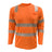 The PIP EcoChill Long Sleeve T-Shirt with Coolmax 204CMPS in Hi-Vis Orange features reflective stripes, a left chest pocket, UPF 50+ protection, and meets ANSI Type R Class 3 safety standards.