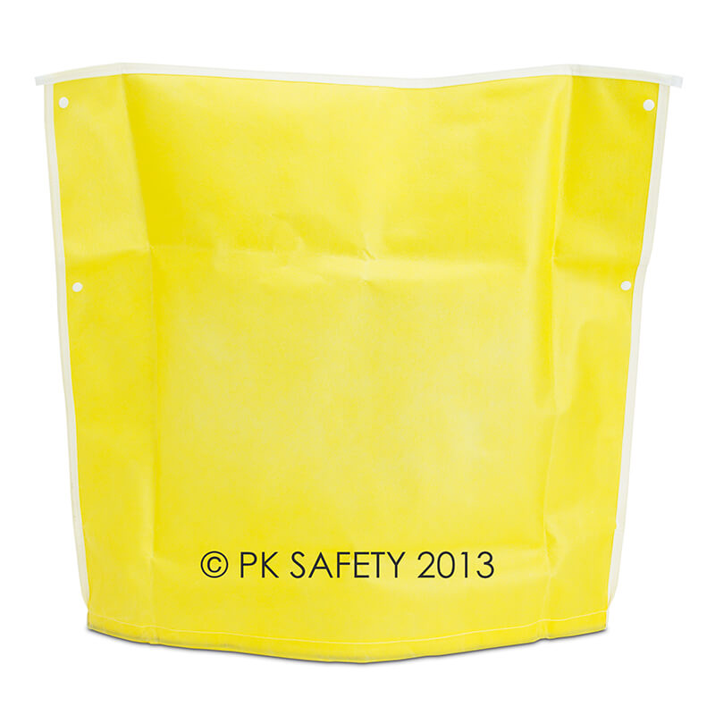A bright yellow Allegro protective shield with reinforced edges and mounting holes, labeled "© PK SAFETY 2013," is ideal for OSHA-compliant fit testing using the Allegro Bitrex Respirator Fit Test Kit 2041.