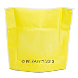 A bright yellow Allegro protective shield with reinforced edges and mounting holes, labeled "© PK SAFETY 2013," is ideal for OSHA-compliant fit testing using the Allegro Bitrex Respirator Fit Test Kit 2041.