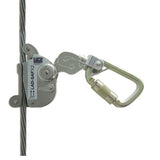 The 3M DBI-SALA Fall Protection product, the DBI-SALA Lad-Saf X2 Detachable Cable Sleeve 6160030, includes a latching mechanism and a carabiner that securely attaches to a vertical cable. This ladder safety system offers a dependable, hands-free connection to enhance security during climbs.