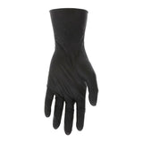A single MCR Safety NitriShield Stealth Extra Glove 6062 is displayed upright against a white background, fingers slightly curved downward, emphasizing its powder-free quality. Comes in 10 boxes.