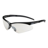 he PIP Adversary Anti-Scratch Safety Glasses 250-28-000_ (12/box) feature a modern, semi-rimless design with clear, wraparound lenses and black frames. Their style is further enhanced by bold, curved arms that offer added comfort and protection.